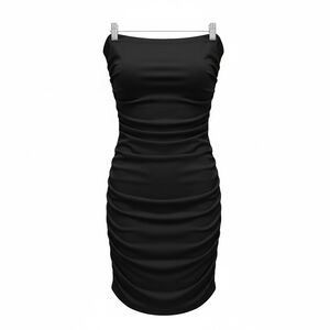 Express Strapless Black Ruched Bodycon Dress